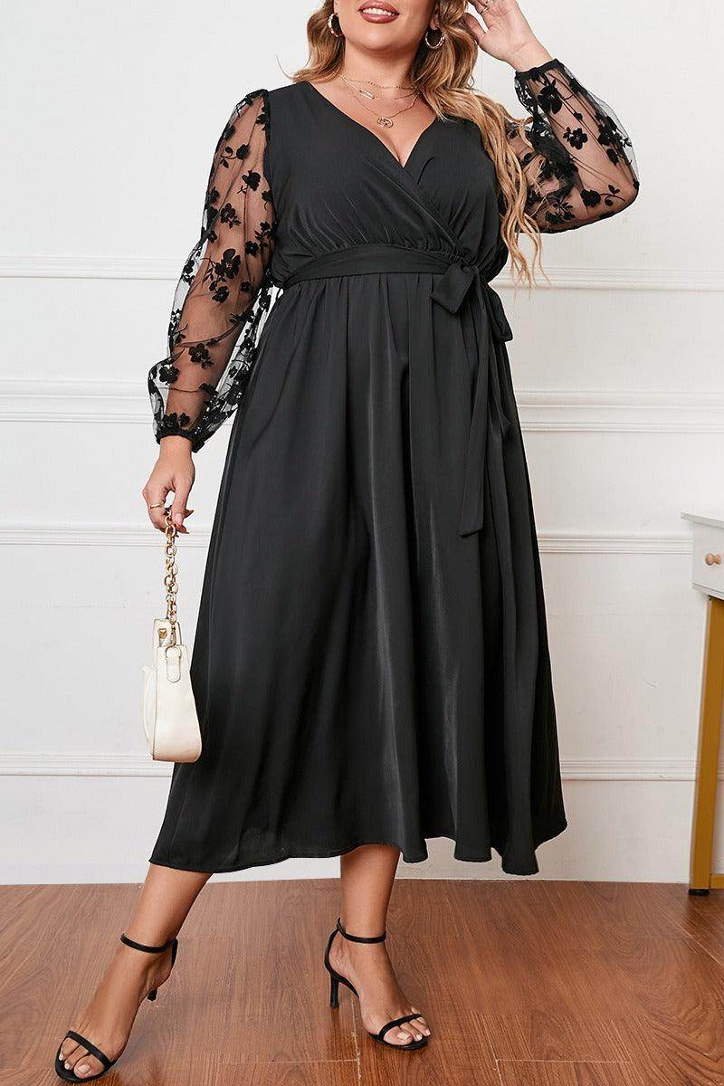 A-Line Tea Length Polyester Dress 679277571939 - COCOMELODY